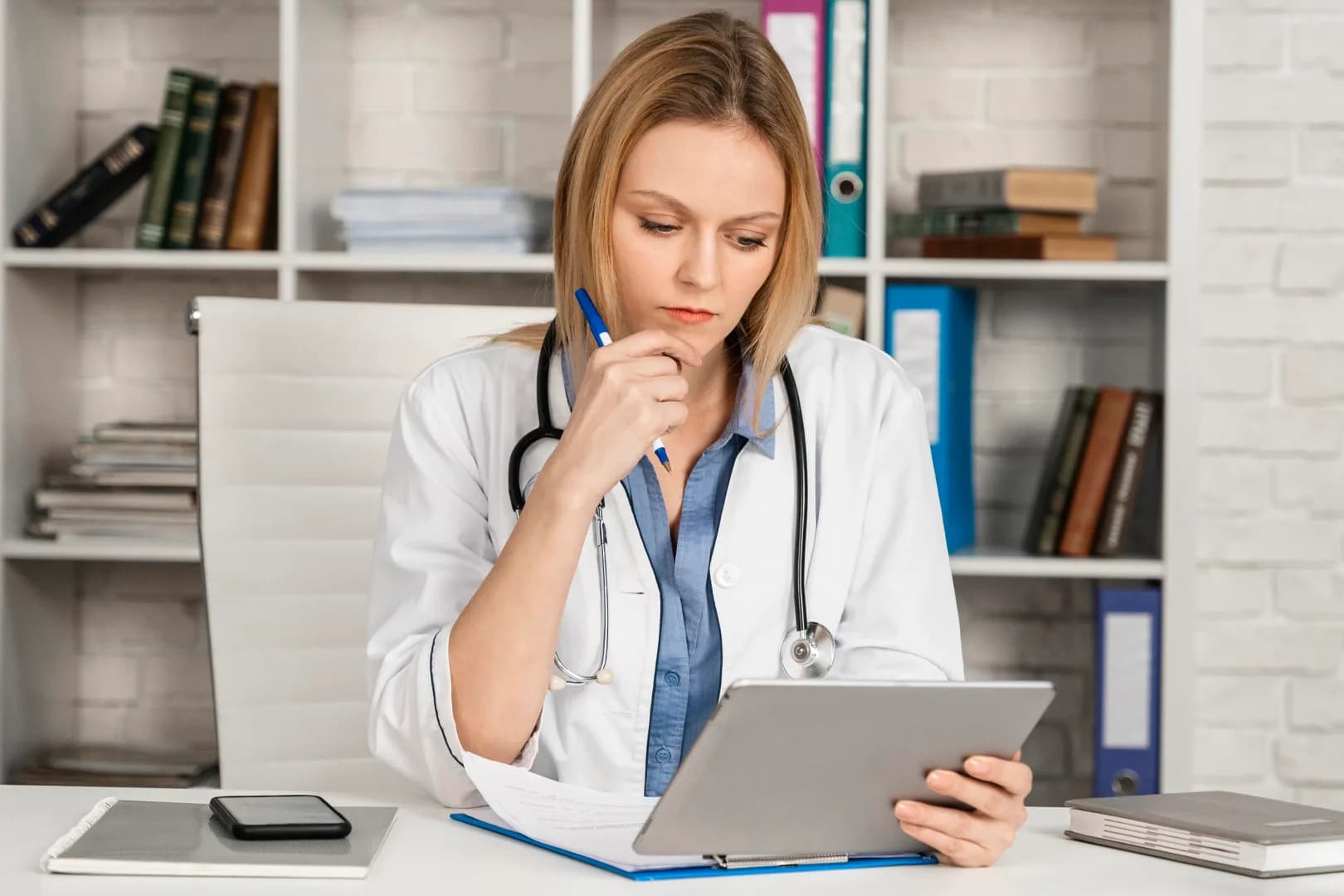 Solo practitioner reviewing billing errors on a claim report
