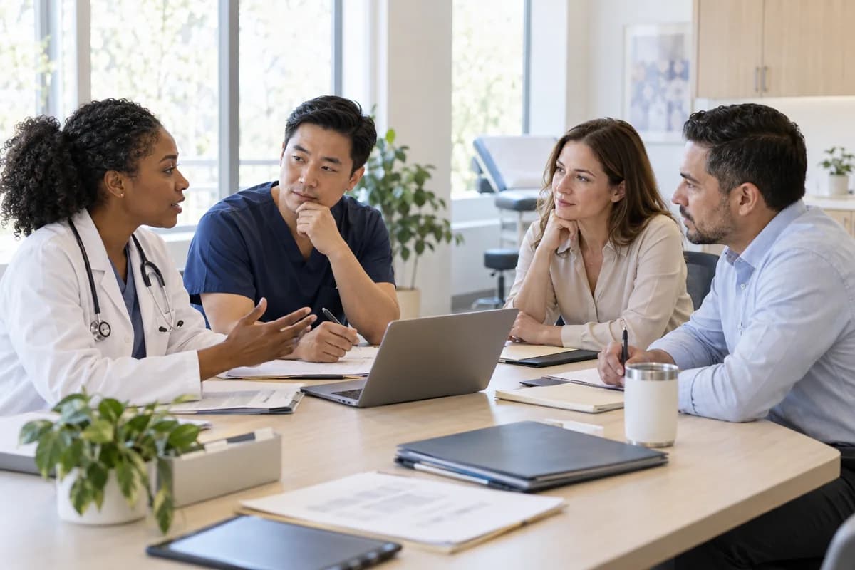 Clinical and administrative team planning their workflow