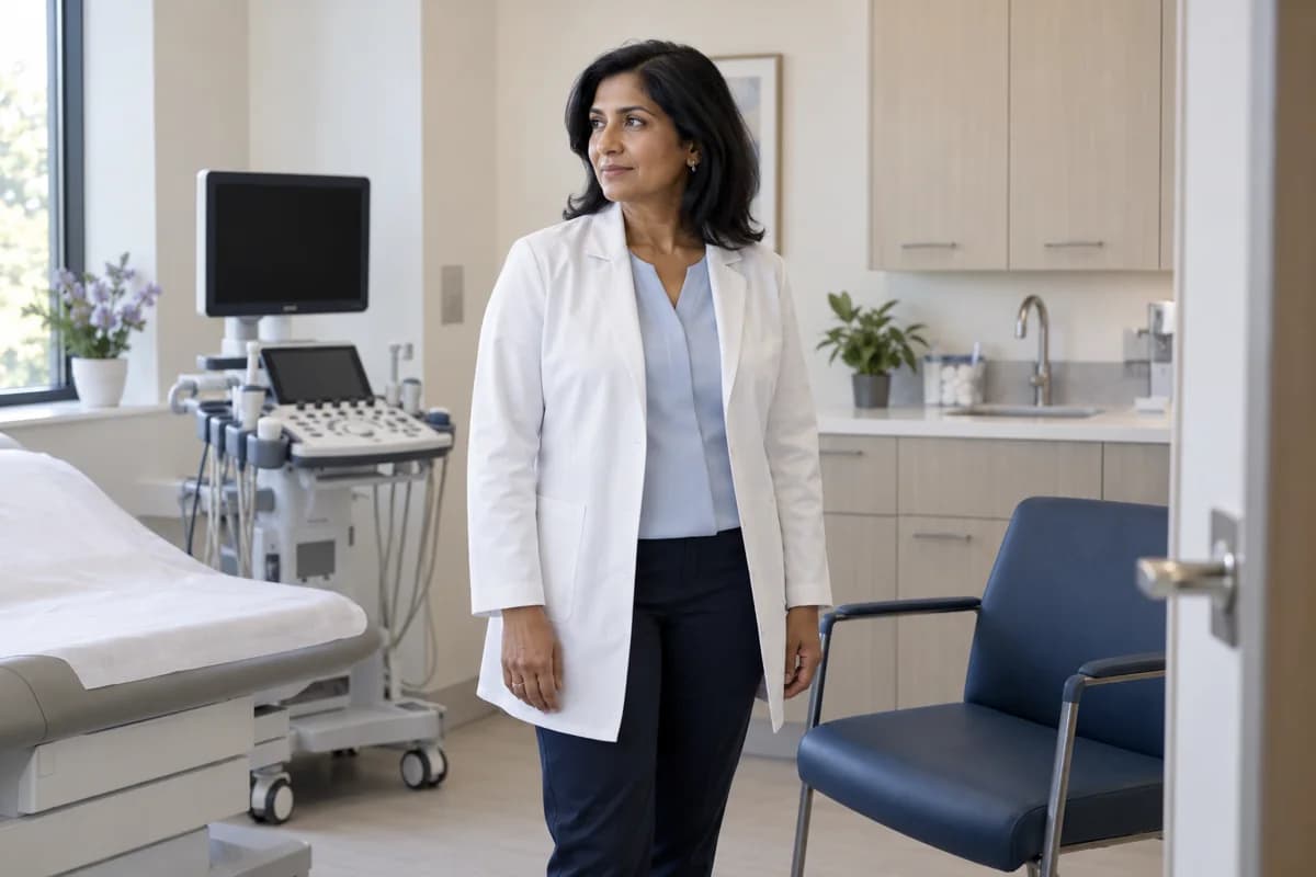 Specialty physician in a cardiology consultation room