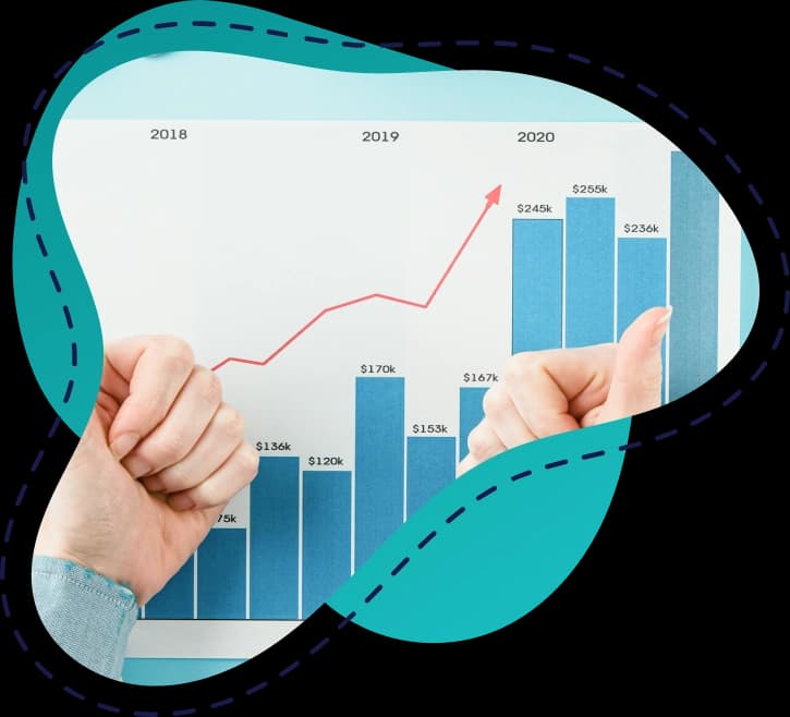 Thumbs-up over a bar chart of rising annual endocrinology collections