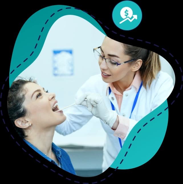 Endocrinology clinician examining a patient's throat during a thyroid check