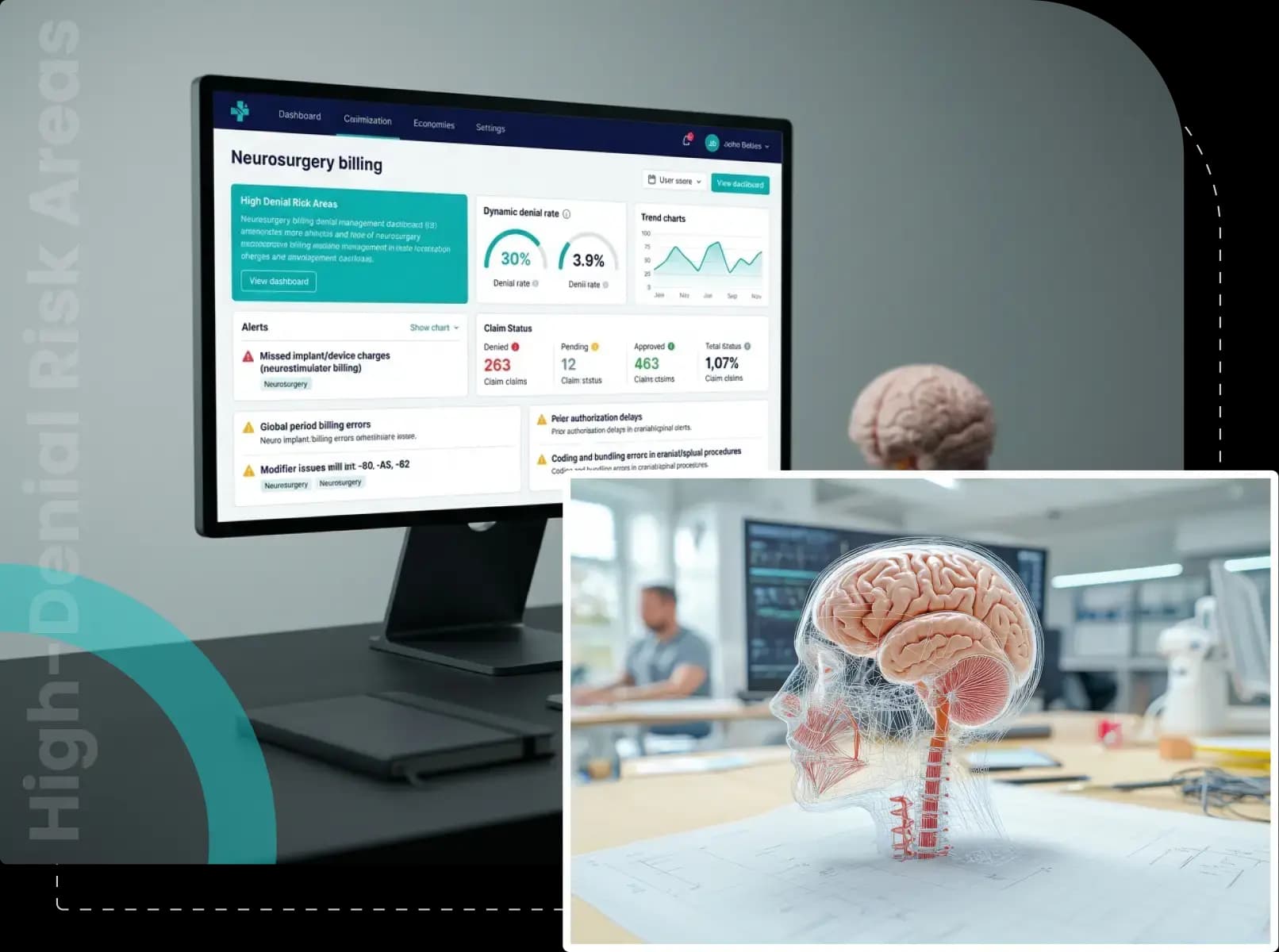 Neurosurgery billing specialists reviewing a denied high-value claim