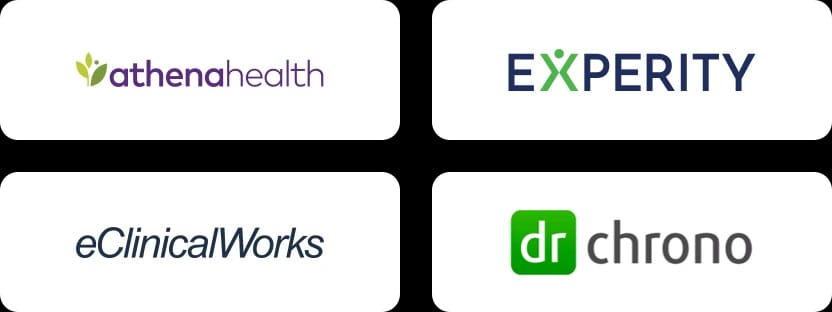 athenahealth, Experity, eClinicalWorks and DrChrono urgent care EMR logos