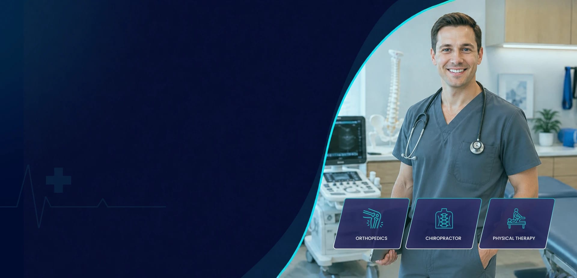 Pain management physician assessing a patient in a clinic