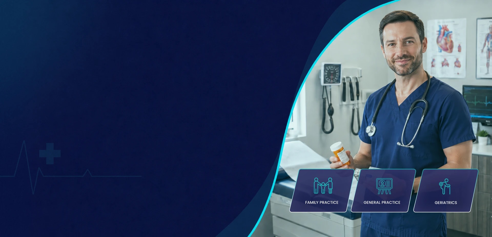 Internal medicine physician reviewing a chronic-care patient's chart during a consultation