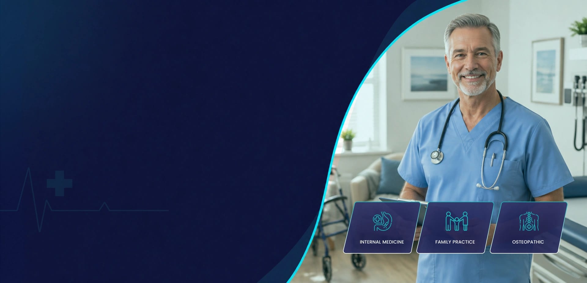 Geriatric care nurse and older patients in a home care setting
