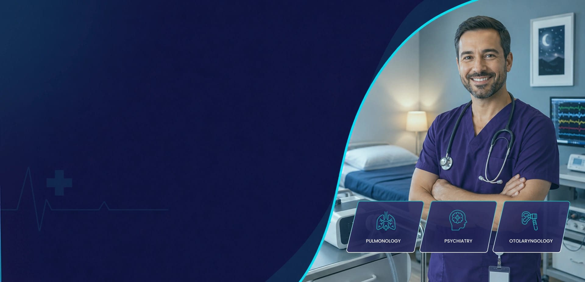 Patient asleep in a sleep laboratory during an overnight study