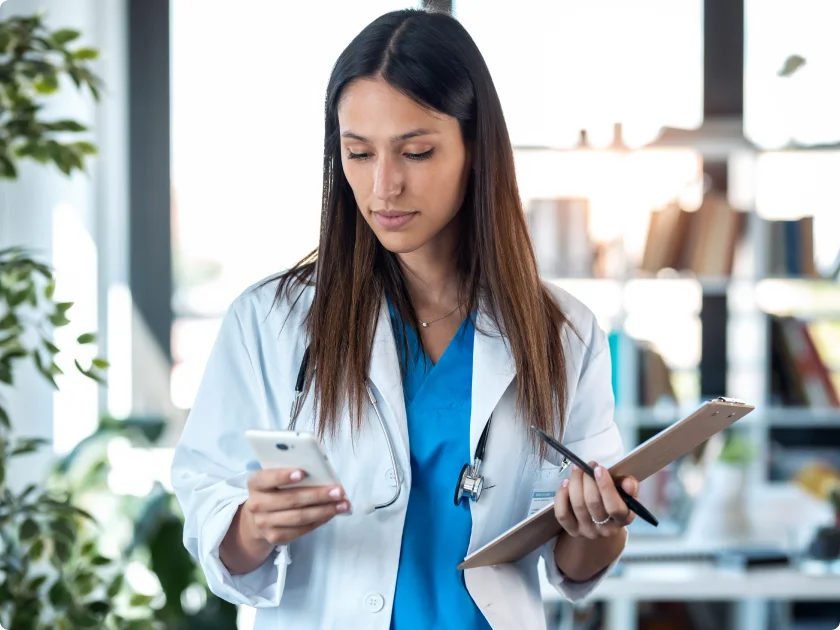 Healthcare professional reviewing medical coding documentation